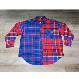 NWT Maurices Women’s Plus Size 3X Plaid Button Cotton Shirt Red Blue Collared
